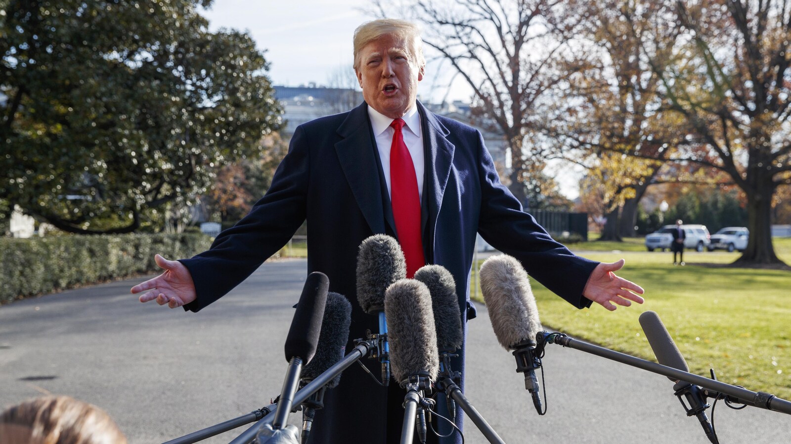 Le président des États-Unis Donald Trump en point de presse.
