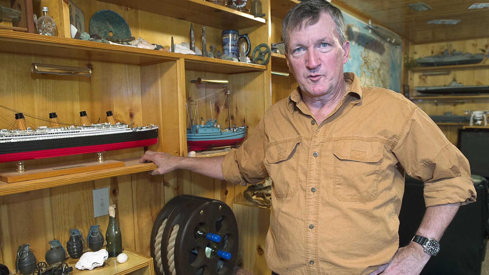 L'archéologue et plongeur Duane Dauphinee à son domicile de Williamswood, en Nouvelle-Écosse le 1er avril 2019.