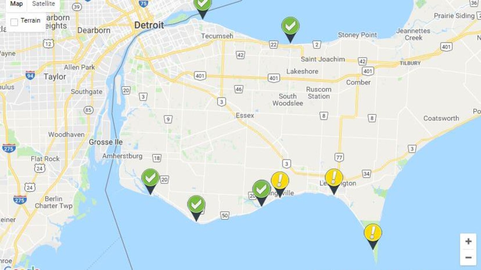 Une carte du Sud-Ouest ontarien.