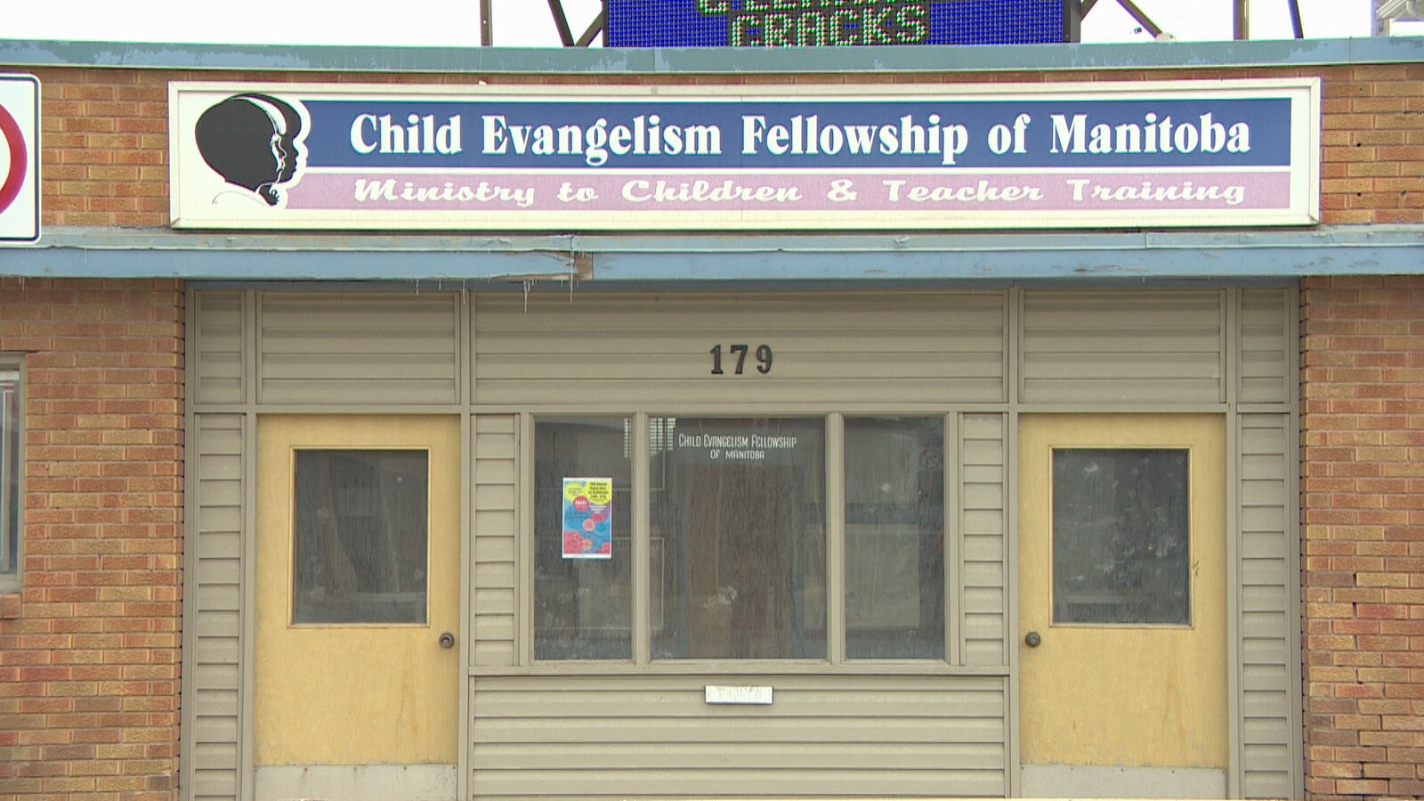 La devanture des bureaux de Child Evangelism Fellowship of Manitoba.