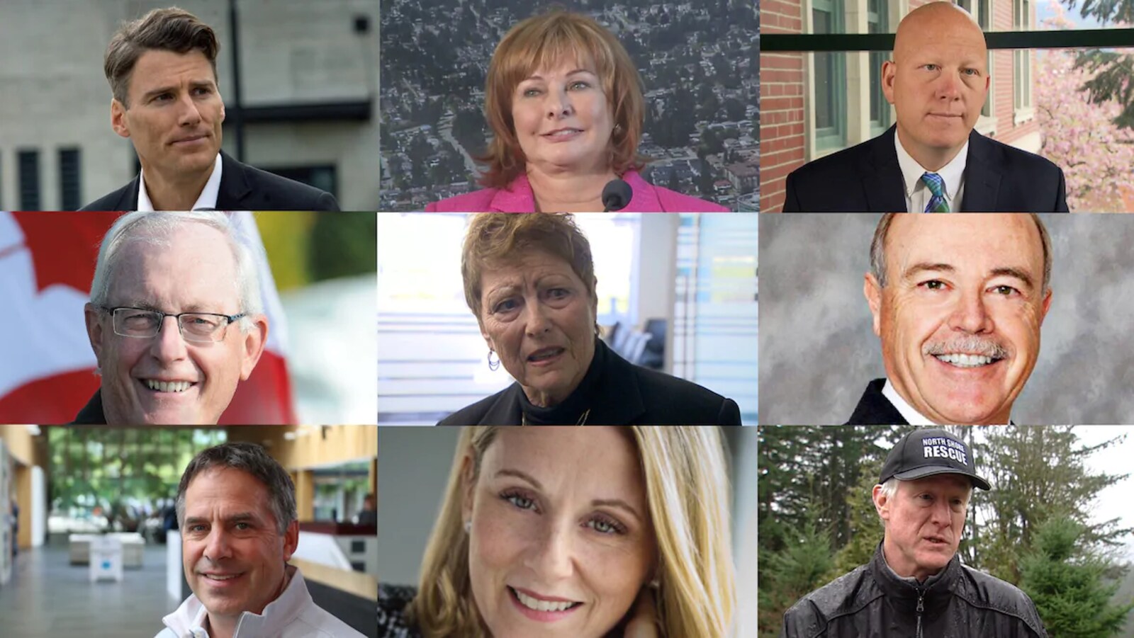 Un collage de photos de Gregor Robertson de Vancouver, Linda Hepner de Surrey, Greg Moore de Port Coquitlam, Wayne Baldwin de White Rock, Lois Jackson de Delta, Ted Schaffer de Langley, Darrell Mussatto de la Ville de North Vancouver, Nicole Read de Maple Ridge, et Richard Walton du District de North Vancouver.
