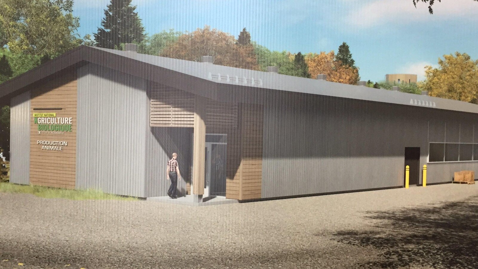 Une maquette du bâtiment qui sera construit pour accueillir l'élevage de l'Institut national d'agriculture biologique du Cégep de Victoriaville.