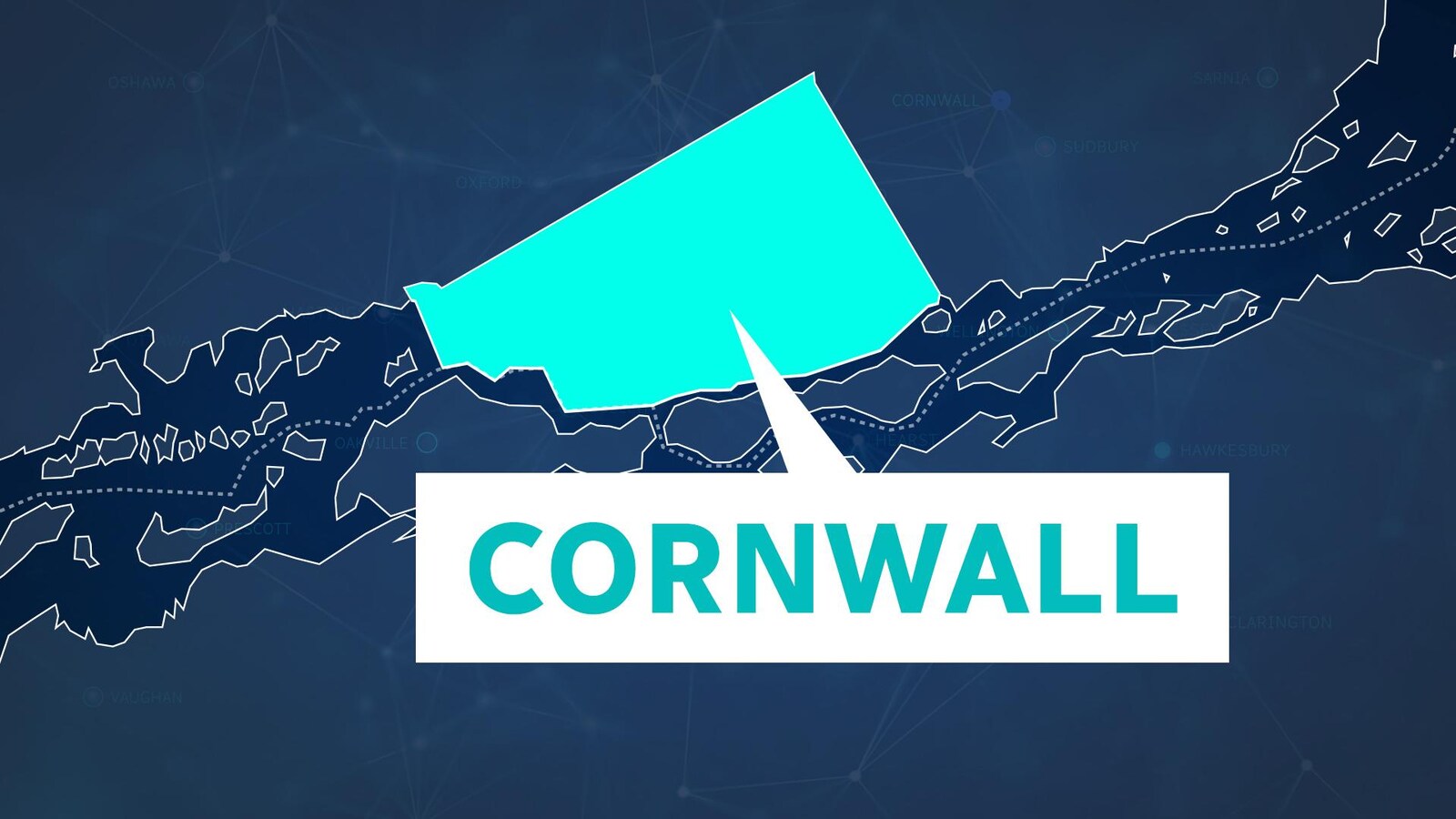 La ville de Cornwall indiquée sur une infographie.