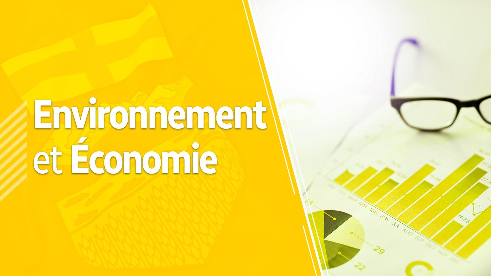 Les mots environnement et économie sur un fond jaune.