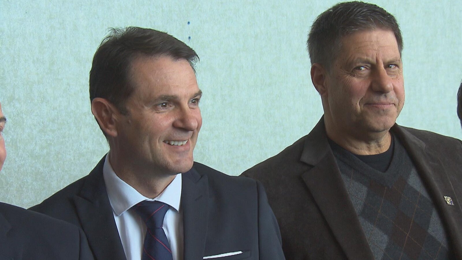 François Bonnardel, ministre responsable de l'Estrie, et Gilles Bélanger, député caquiste d'Orford