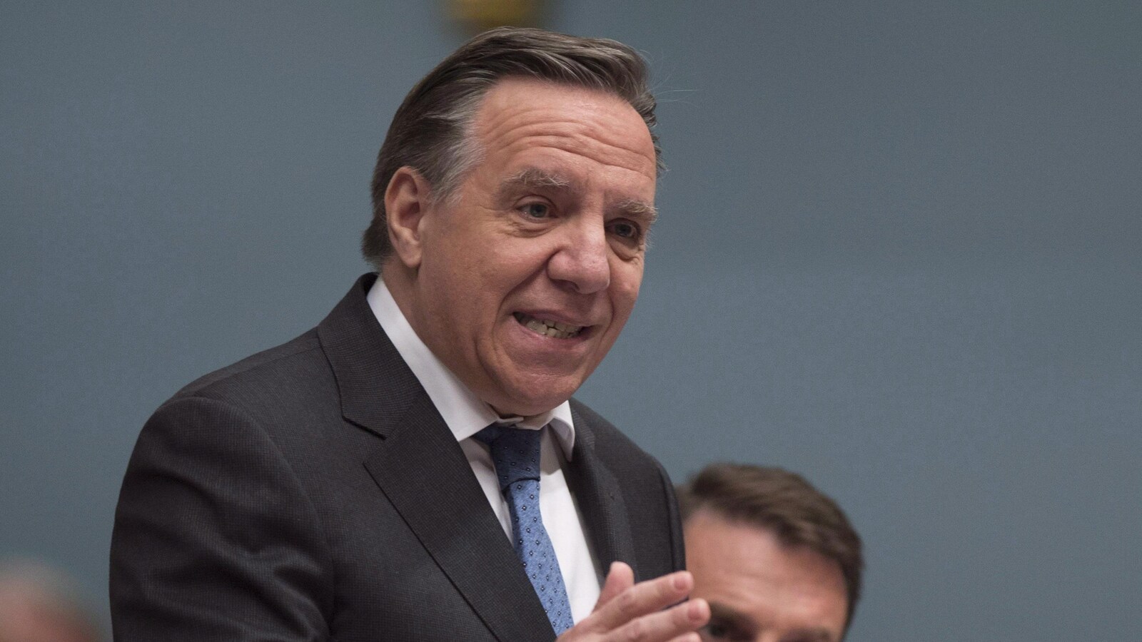 Le chef de la Coalition avenir Québec, Francois Legault, durant une période de questions à l'Assemblée nationale.