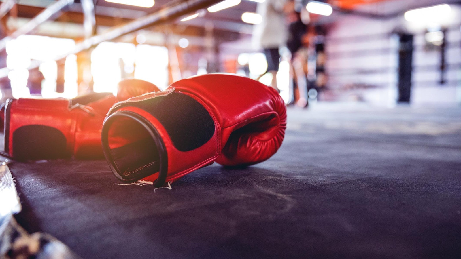 Modern gym facility in Bangkok, boxing gloves close up.