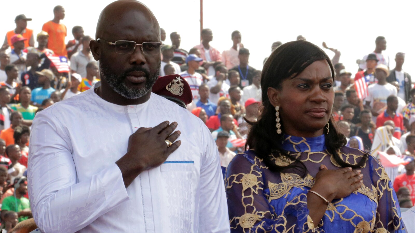 Le nouveau président du Liberia George Weah et son épouse Clar.