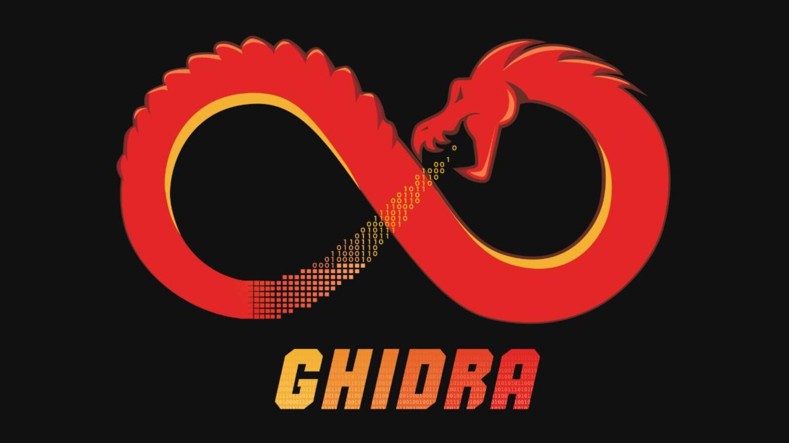 Le logo de Ghidra, composé d'un dragon rouge formant le symbole de l'infini avec son corps.