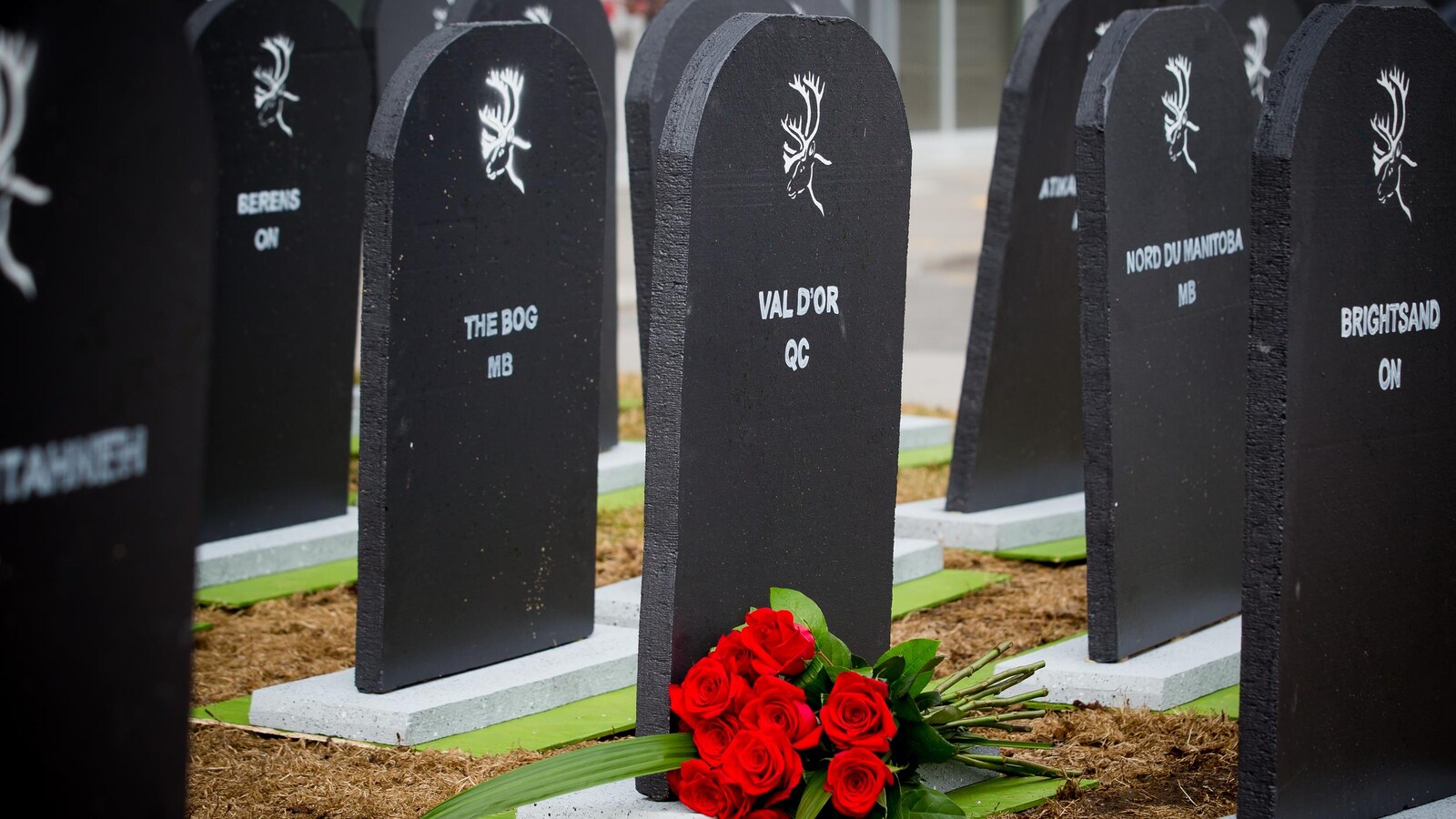 Des pierres tombales symbolisent les hordes de caribous disparues.