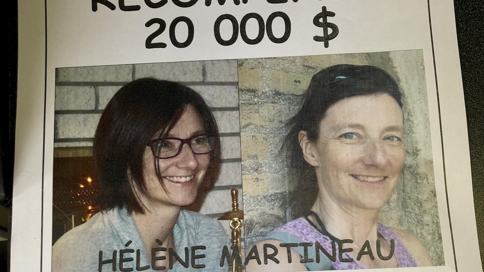 L'affiche offrant une récompense pour retrouver Hélène Martineau