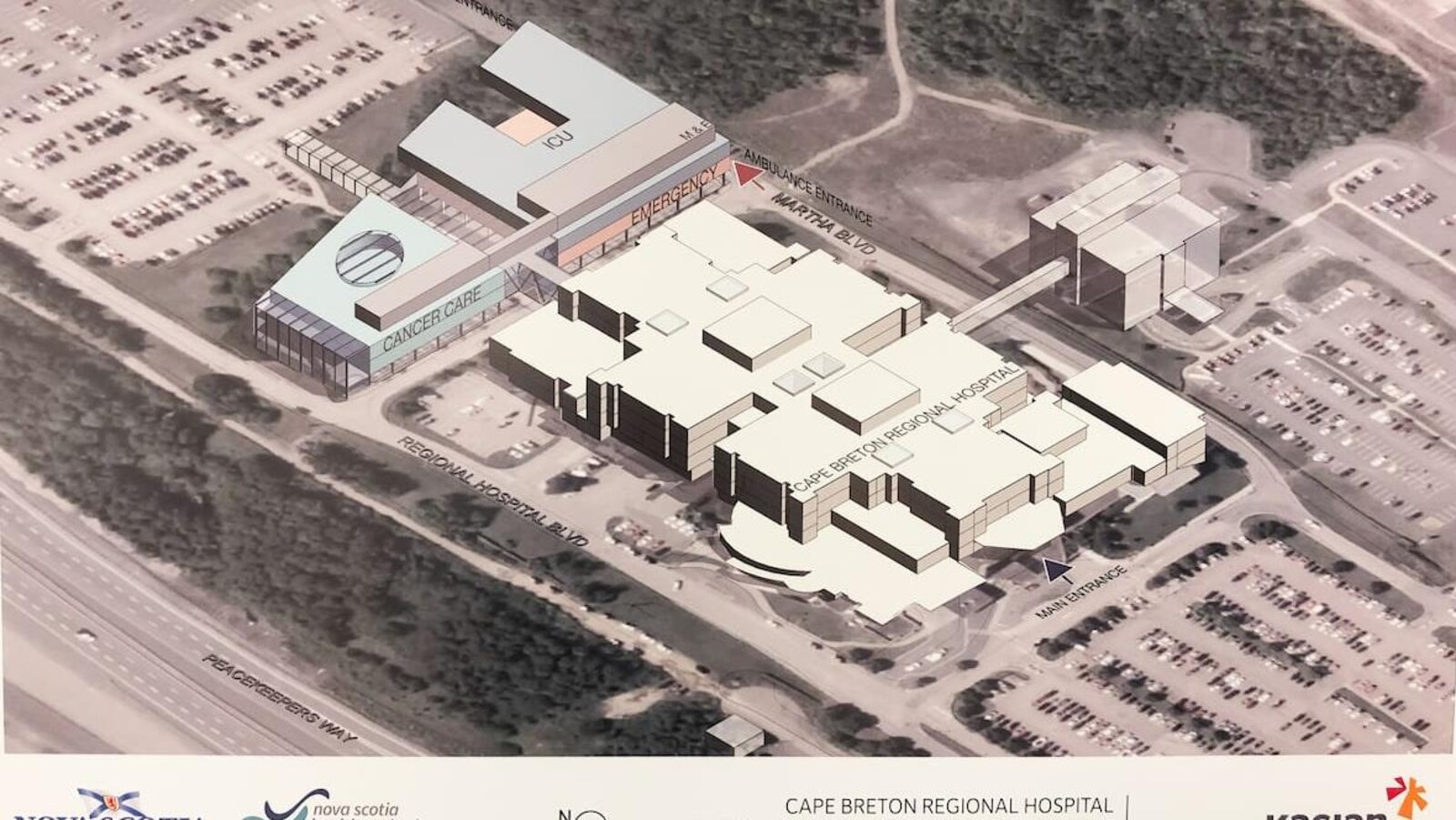 Une maquette du nouvel hôpital agrandi.