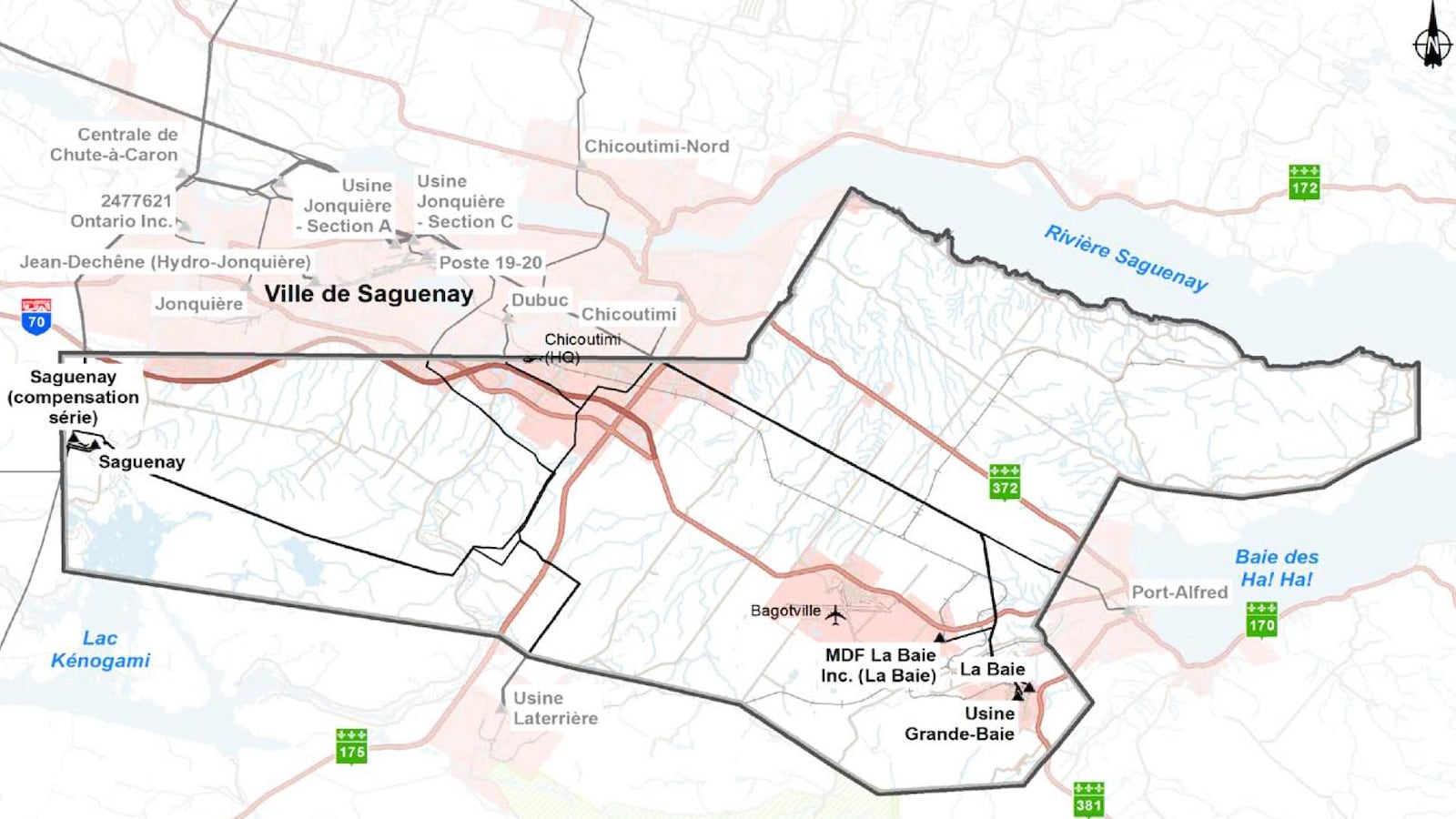 Une carte illustrant les nouveaux tracés proposés par Hydro-Québec.