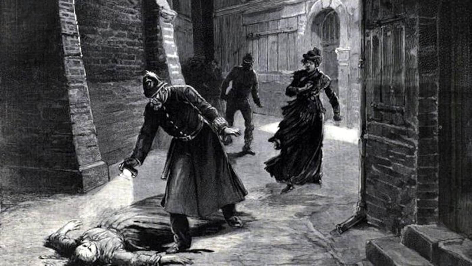 Illustration publiée à l'époque de la police découvrant le corps de l'une des victimes de Jack l'Éventreur.
