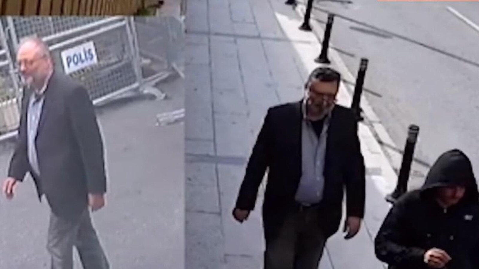 Image divisée montrant Jamal Khashoggi, à gauche, et un autre homme, qui semble porter les mêmes vêtements que lui, à droite.