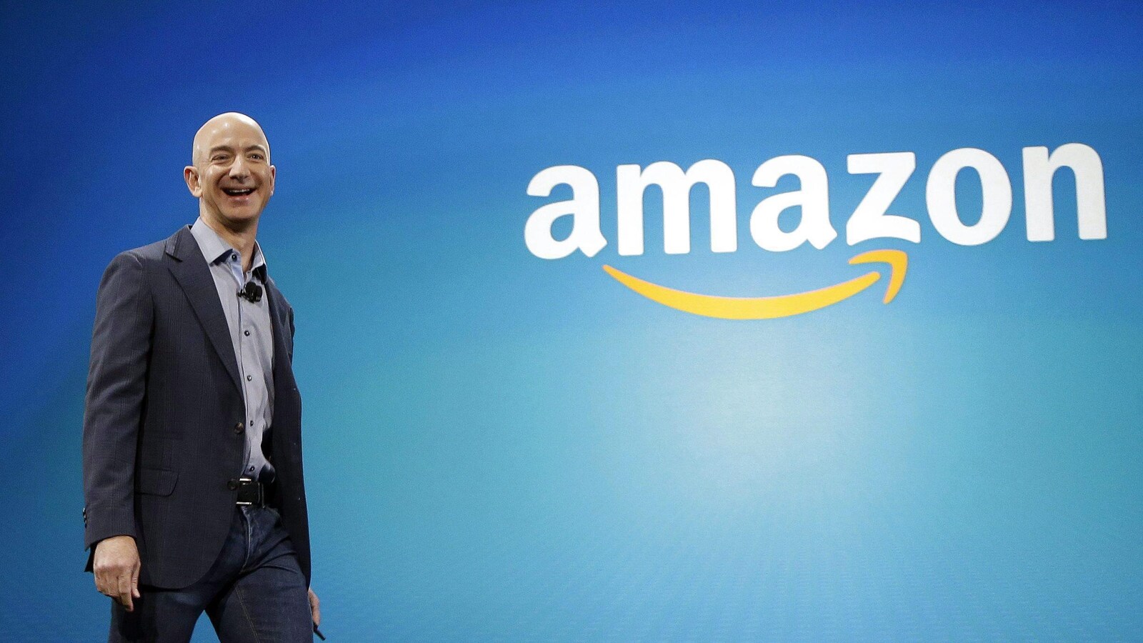 Le fondateur d'Amazon Jeff Bezos lors d'une annonce à Seattle