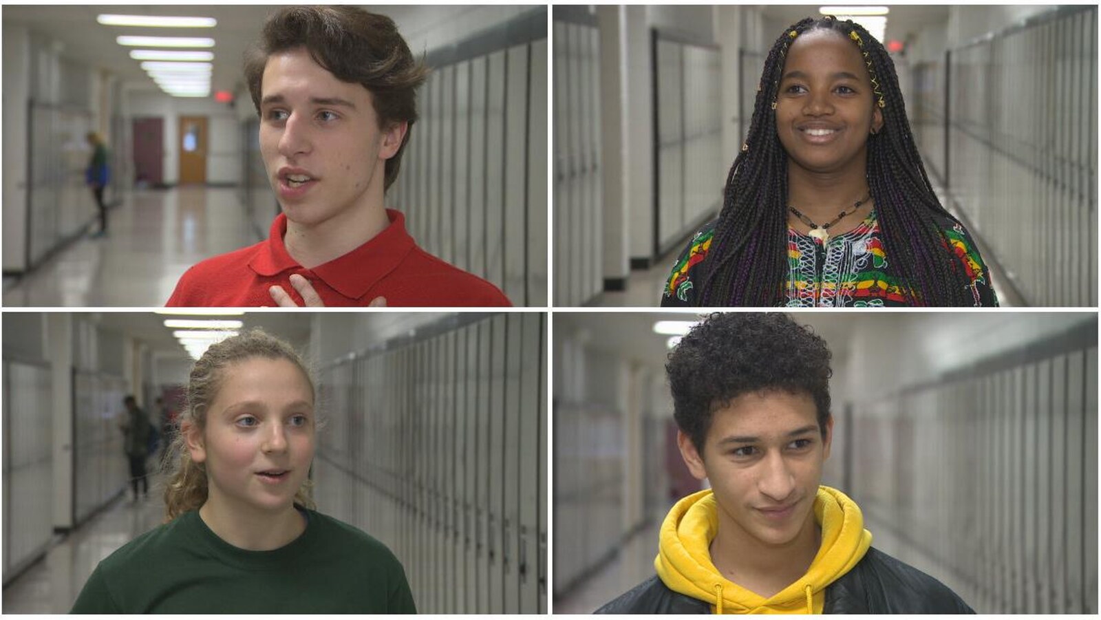 Montage photo avec le portrait de quatre jeunes adolescents, deux filles et deux garçons.