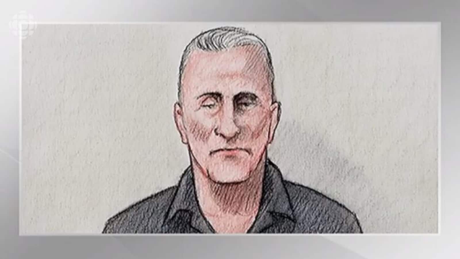 Un dessin d'artiste du tribunal.