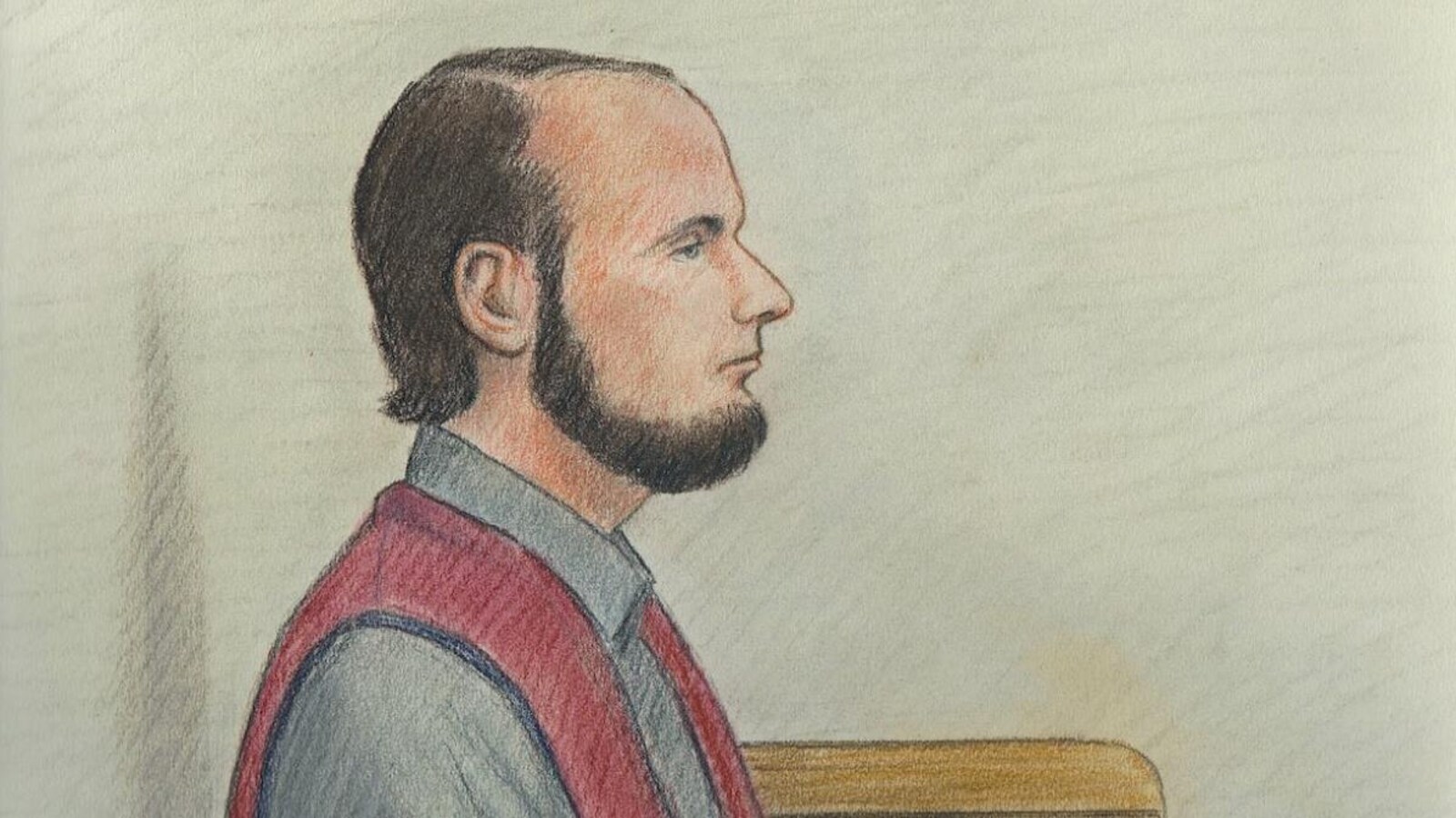 Croquis de Joshua Boyle en cour.