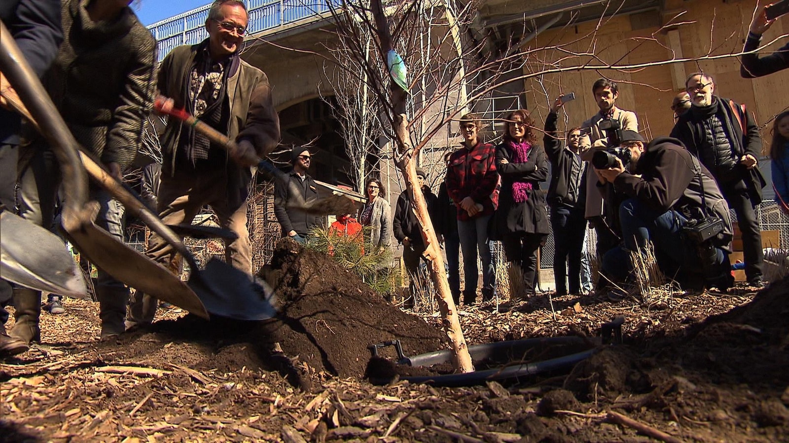 Des citoyens de Montréal se sont mobilisés pour planter des arbres lors du Jour de la Terre.