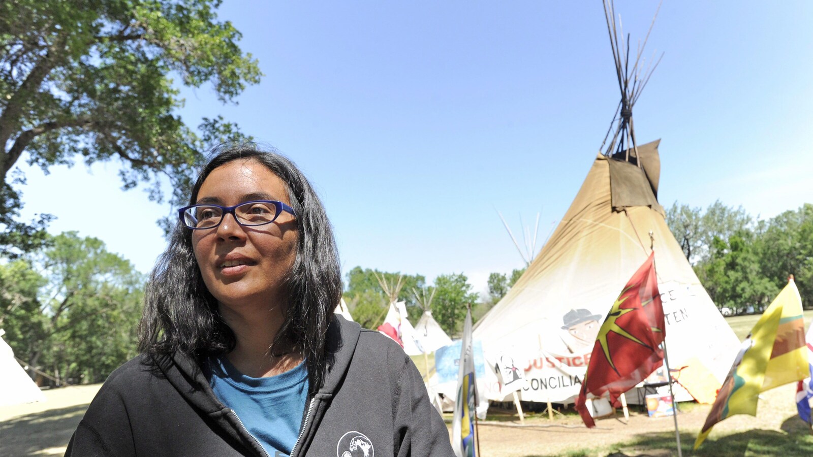 Robyn Pitawanakwat, porte-parole du camp « Justice pour nos enfants volés ».