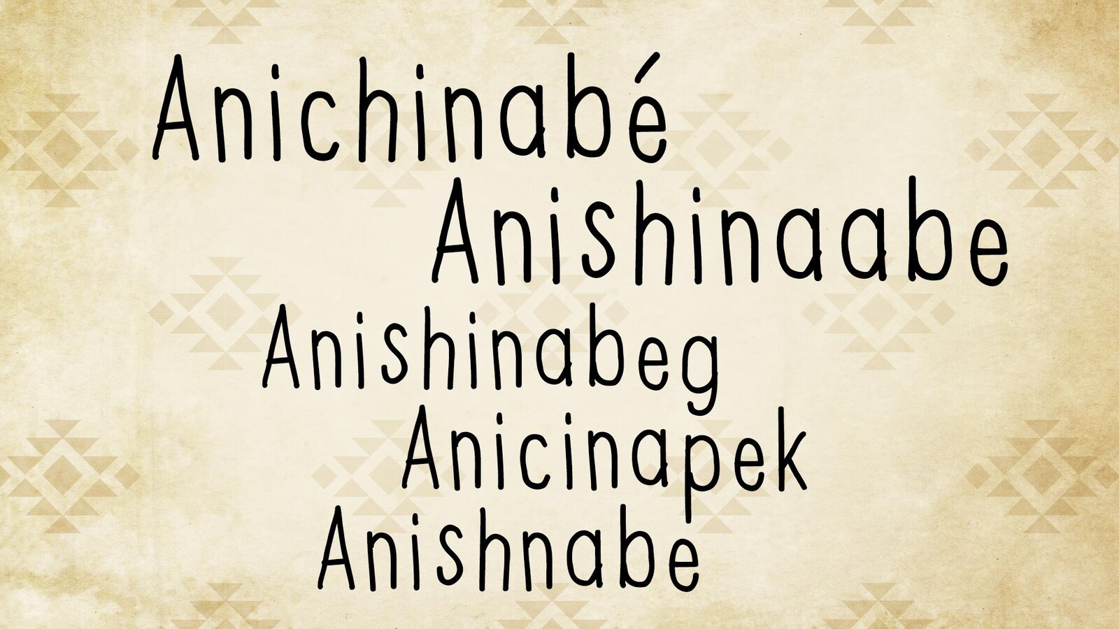 Les diverse graphies du nom du peuple autochtone de la famille linguistique et culturelle algonquienne.