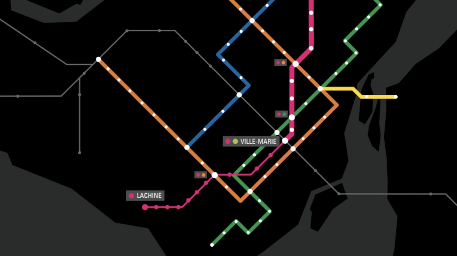 Après les trois phases proposées par Projet Montréal, la ligne rose se rendrait vers l'ouest jusqu'à Lachine.
