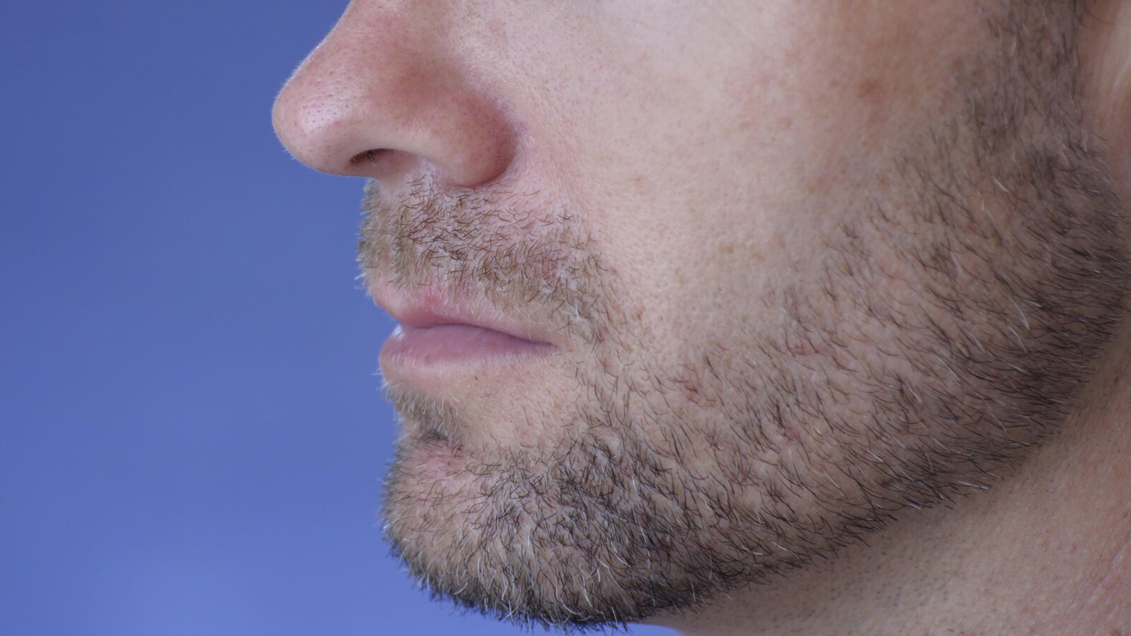 La mâchoire d'un homme vue de profil.