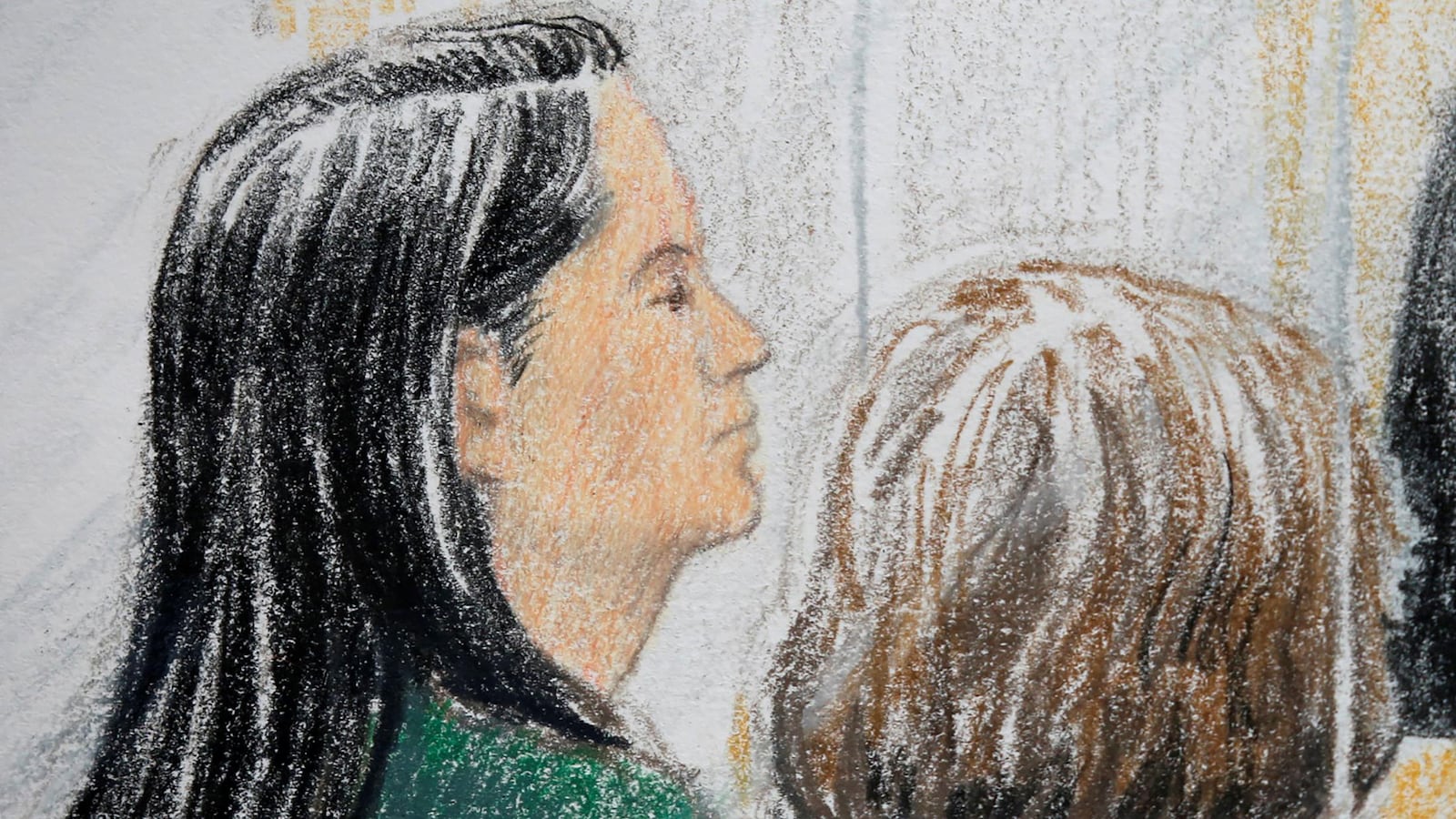 Un dessin de Meng Wanzhou en cour