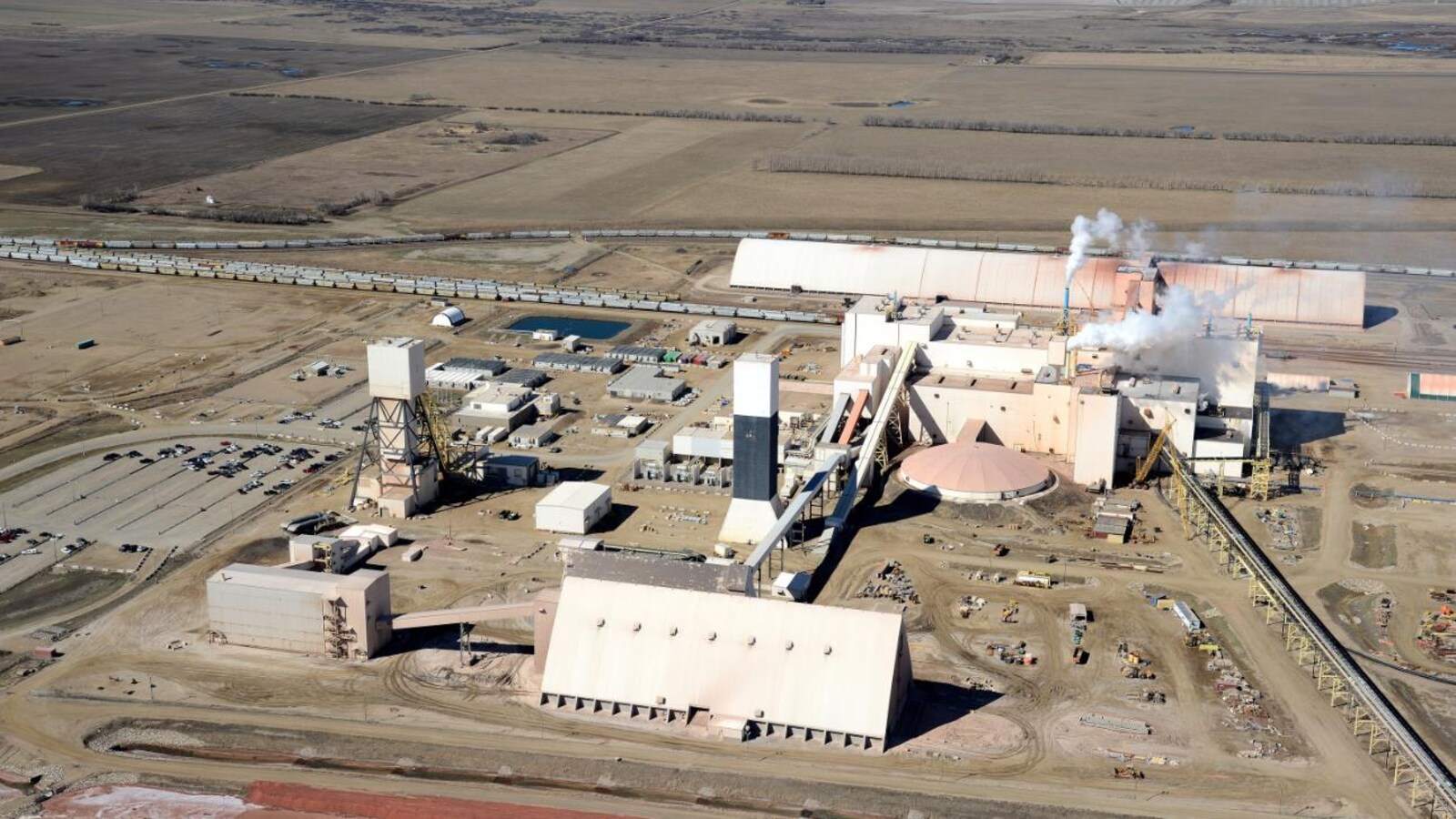 Vue aérienne de la mine de Vanscoy.
