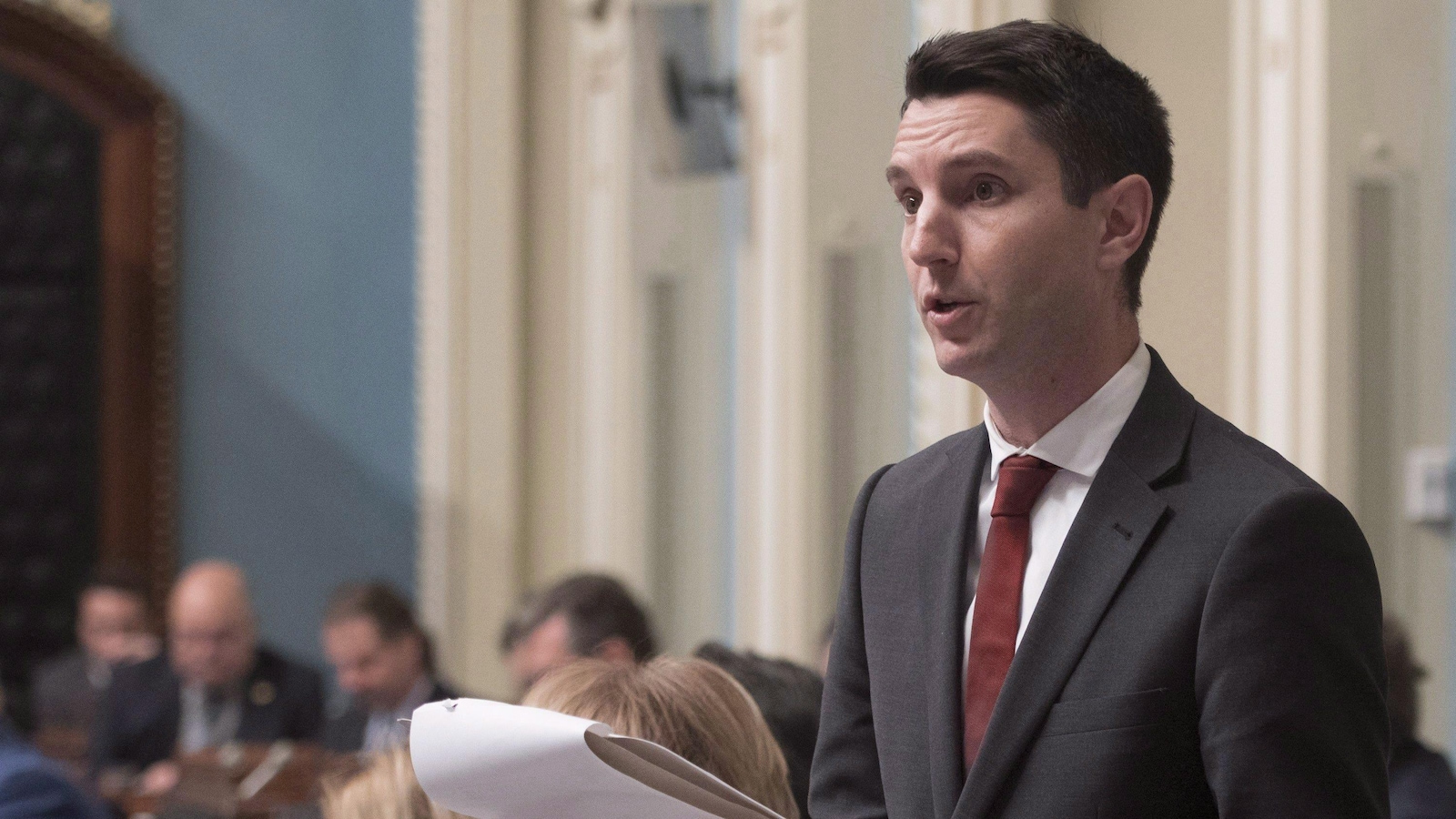 André Fortin lors du dépôt du projet de loi 165 qui vise à modifier le code de la sécurité routière.