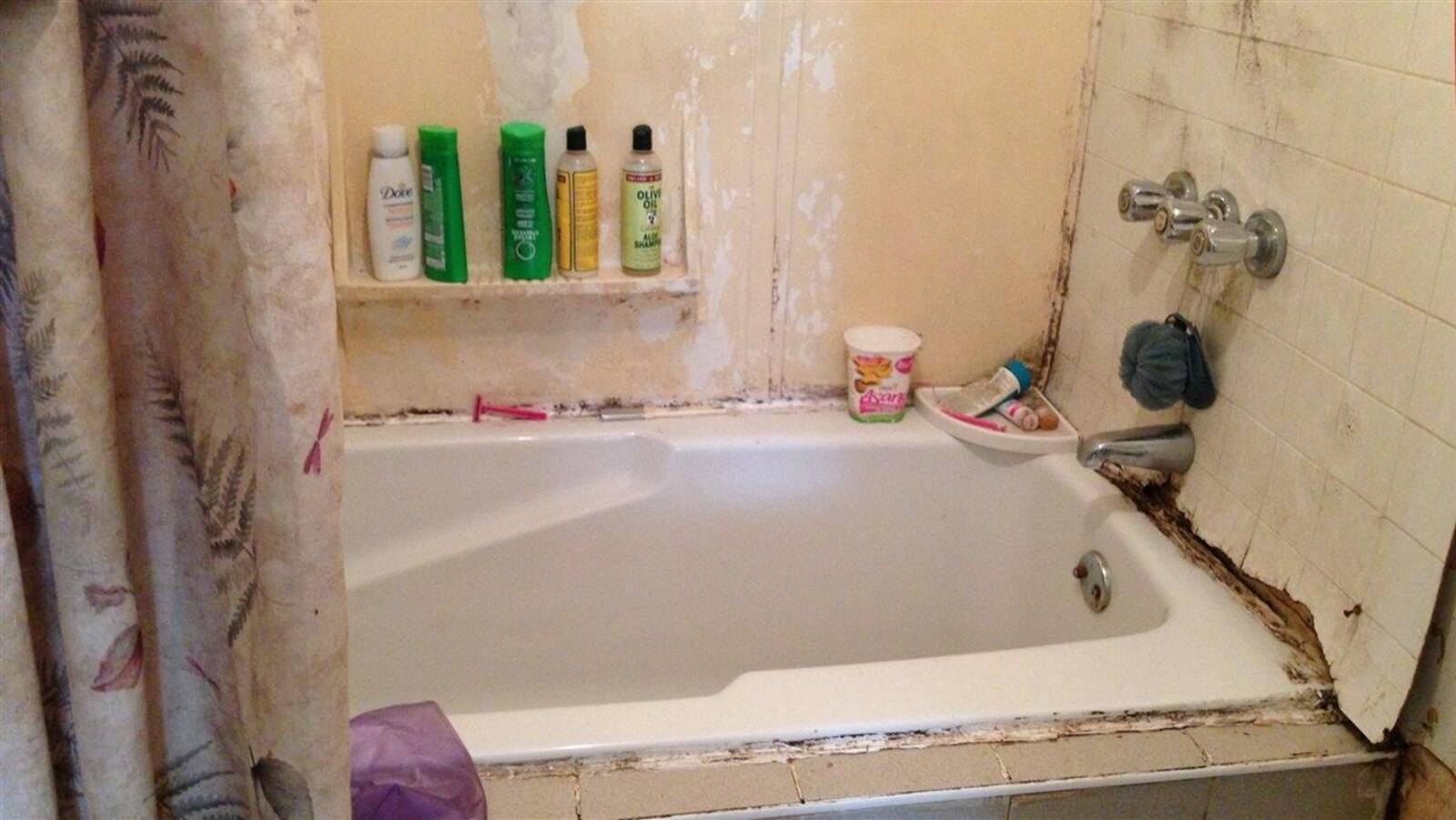 Moisissures dans une salle de bain.