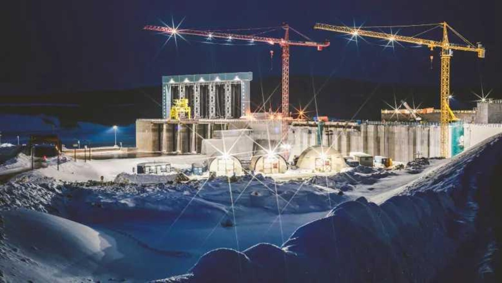 Le chantier Muskrat Falls en hiver.