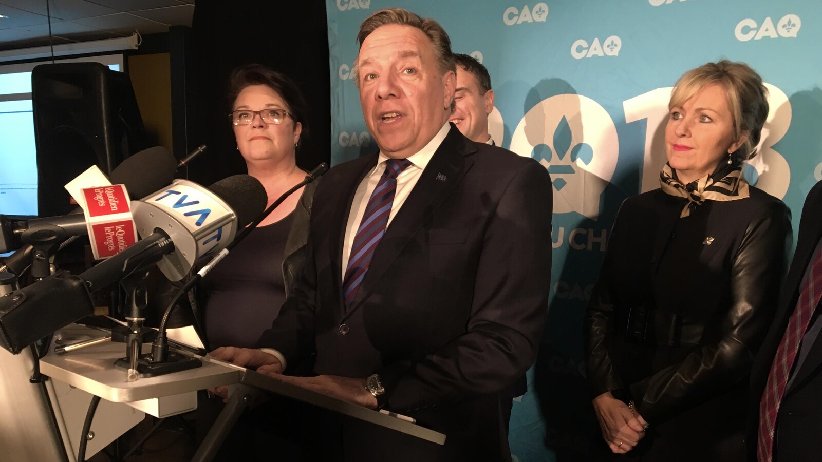 Nancy Guillemette, François Legault et Andrée Laforest
