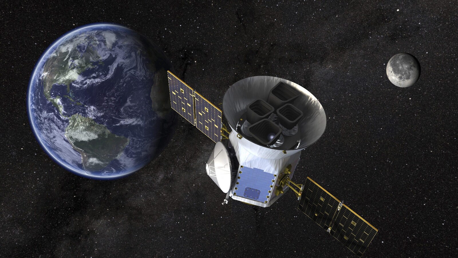 Une illustration du satellite Transiting Exoplanet Survey (TESS)