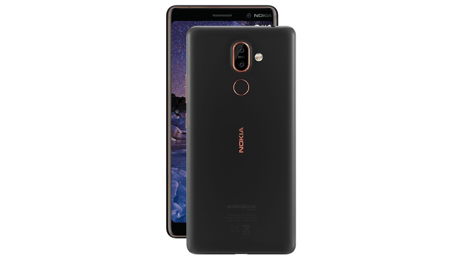 Une photo montrant deux téléphones Nokia 7 Plus, l'un de dos et l'autre de face.