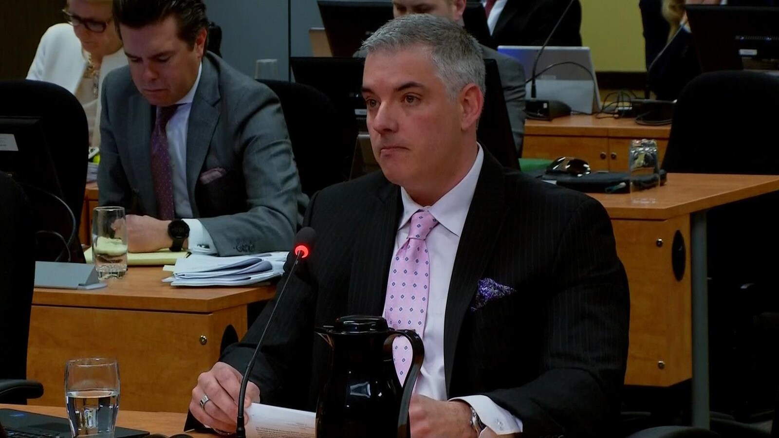 Normand Borduas, ex-enquêteur aux affaires internes au SPVM, lors de son témoignage à la commission Chamberland, le 17 mai 2017.