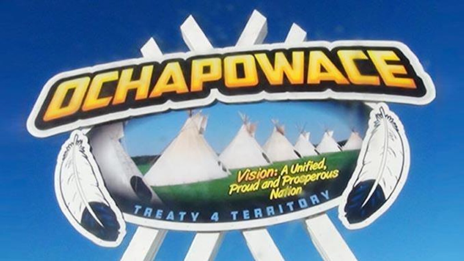 Logo de la Nation Ochapowace, représentant des tipis.
