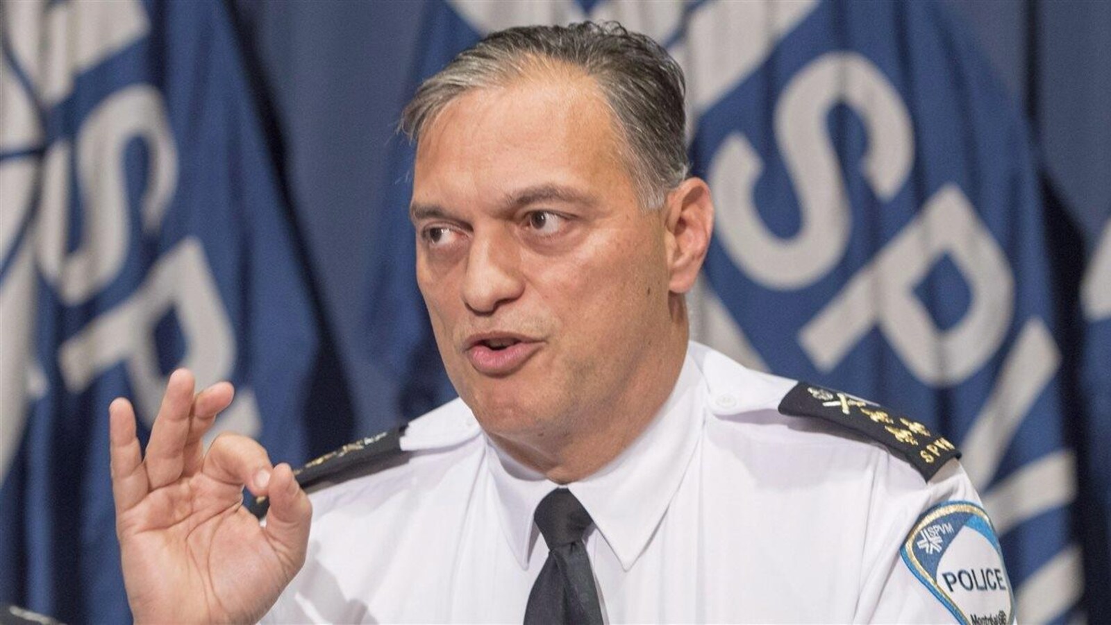 M. Pichet en point de presse au QG du SPVM.