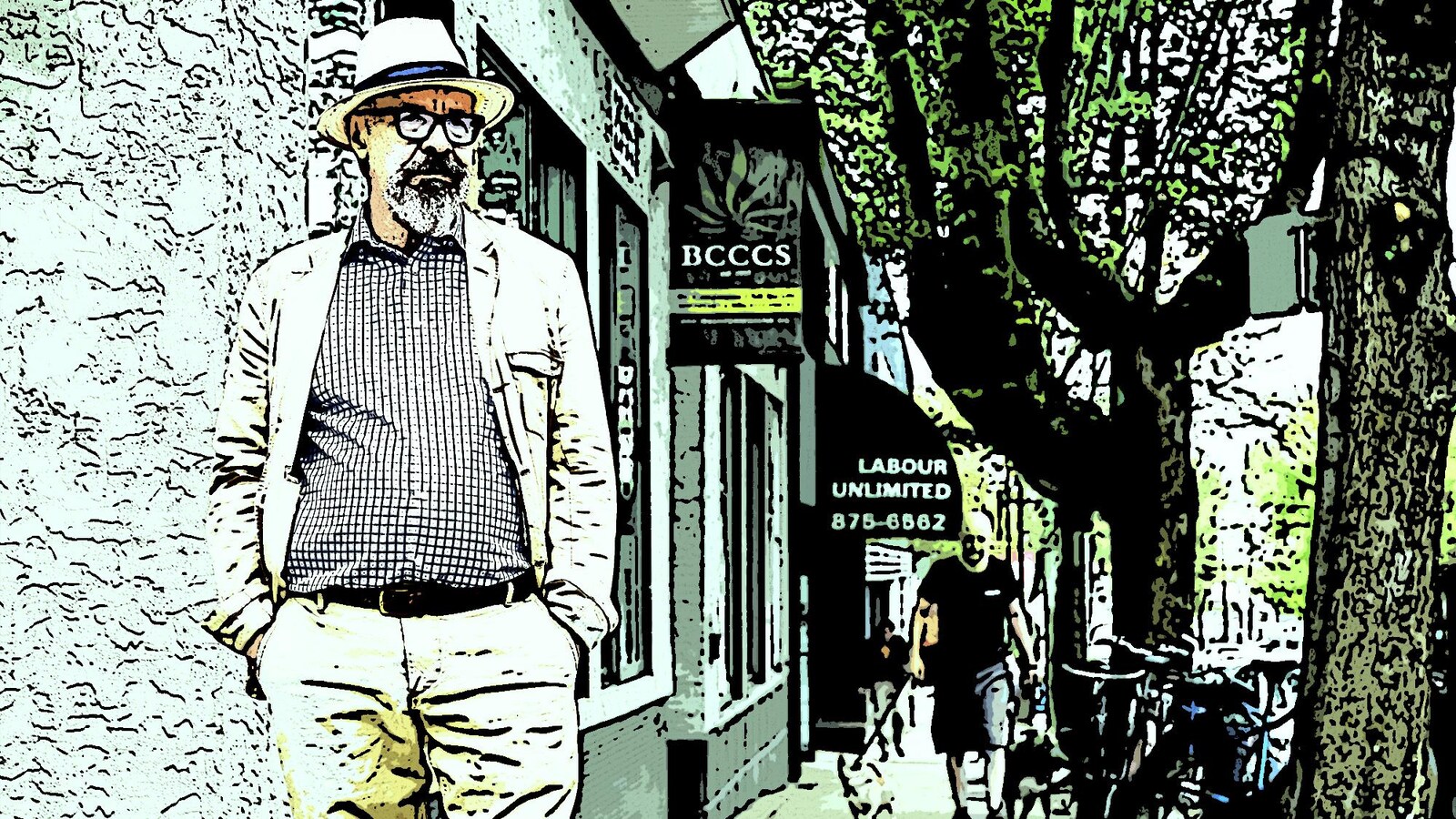 Pierre Martineau à Vancouver, image transformée en dessin