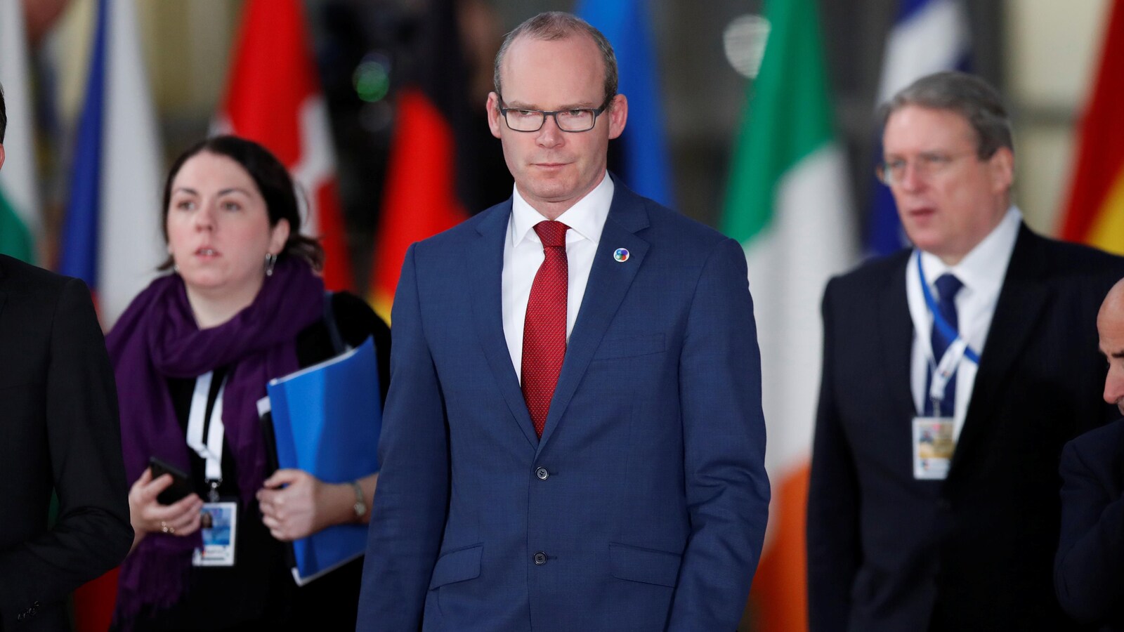 Le ministre irlandais des Affaires étrangères, Simon Coveney, arrivant à Bruxelles.