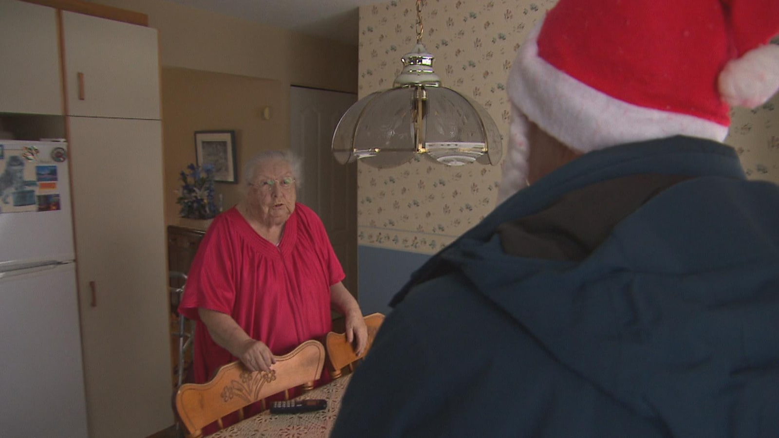 Olivette Lemire est l'une des 700 clientes de la Popotte roulante Sercovie. Elle a reçu un repas traditionnel de Noël.