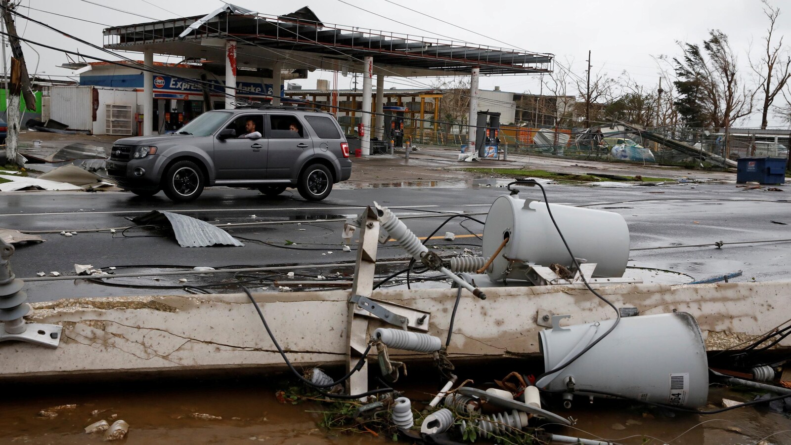 La municipalité de Guayama, dans le sud de l'île, a subi de lourds dommages dans la foulée du passage de l'ouragan Maria.