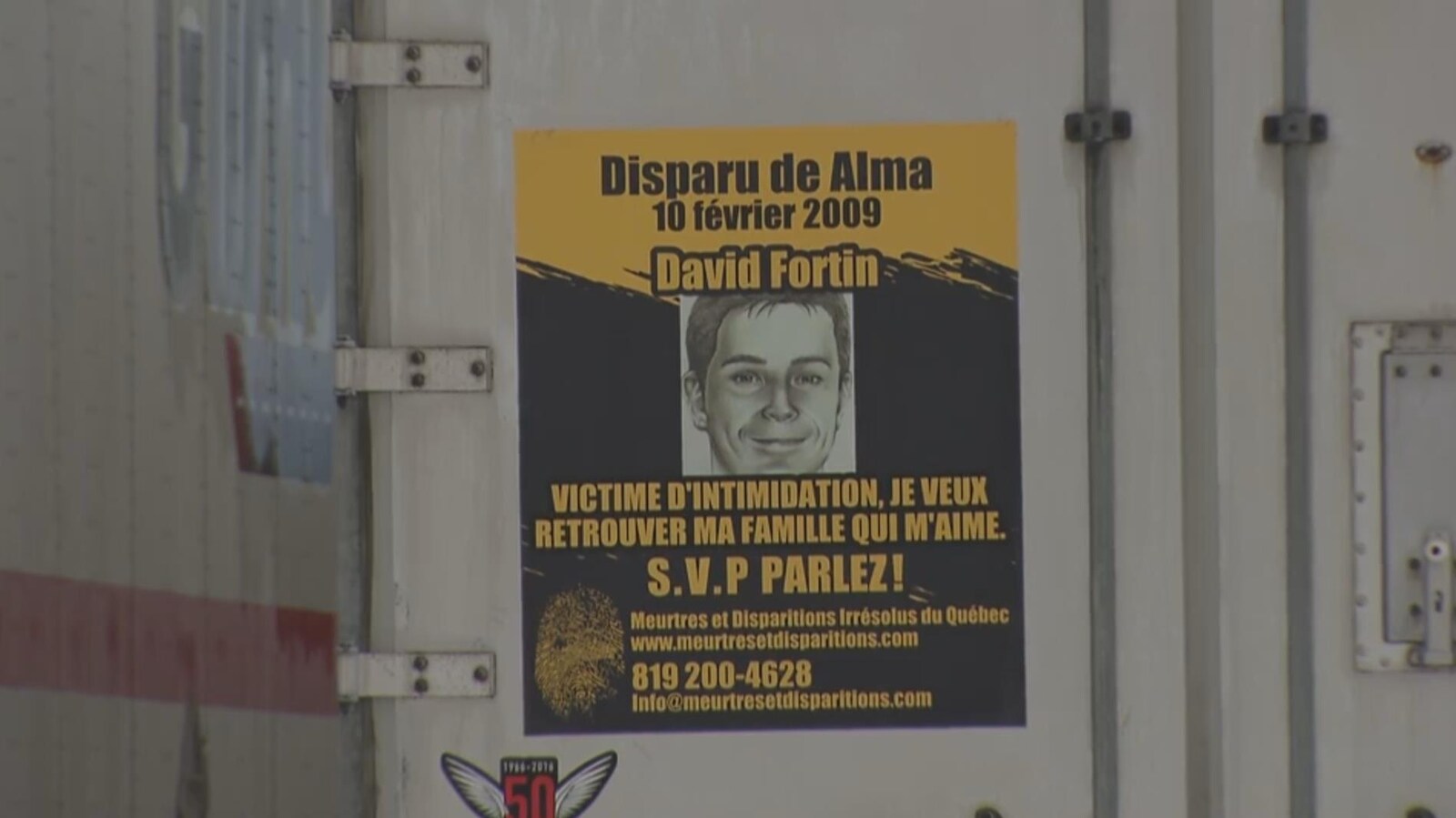 Le portrait de David Fortin sur une remorque