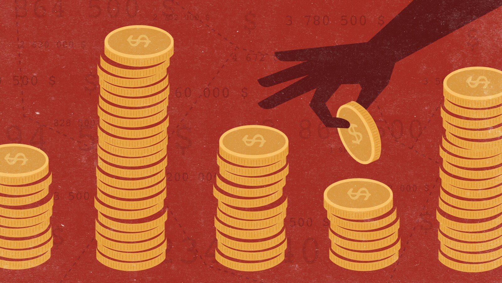 Plusieurs piles de monnaie qui représentent les quotes-parts