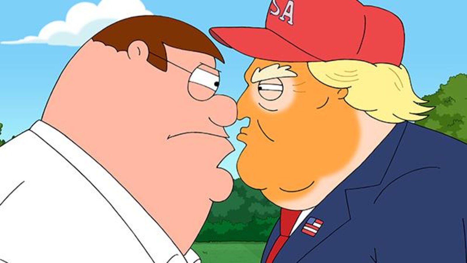 Le personnage du père fait face à celui de Donald Trump.
