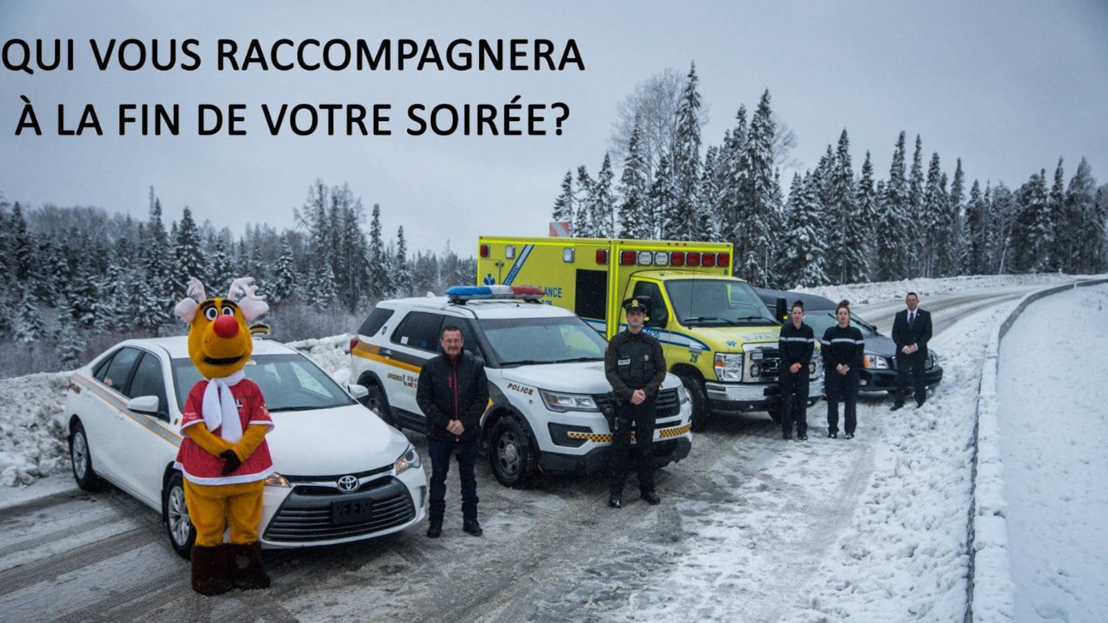 nez rouge, taxi, police, ambulance. corbillards alignés