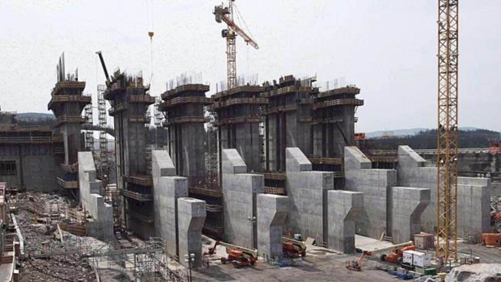 Construction du barrage de Muskrat Falls, au Labrador, en juillet 2015.