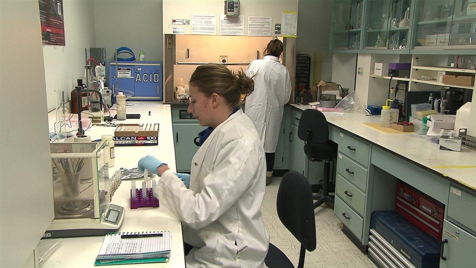 Des stagiaires dans un laboratoire