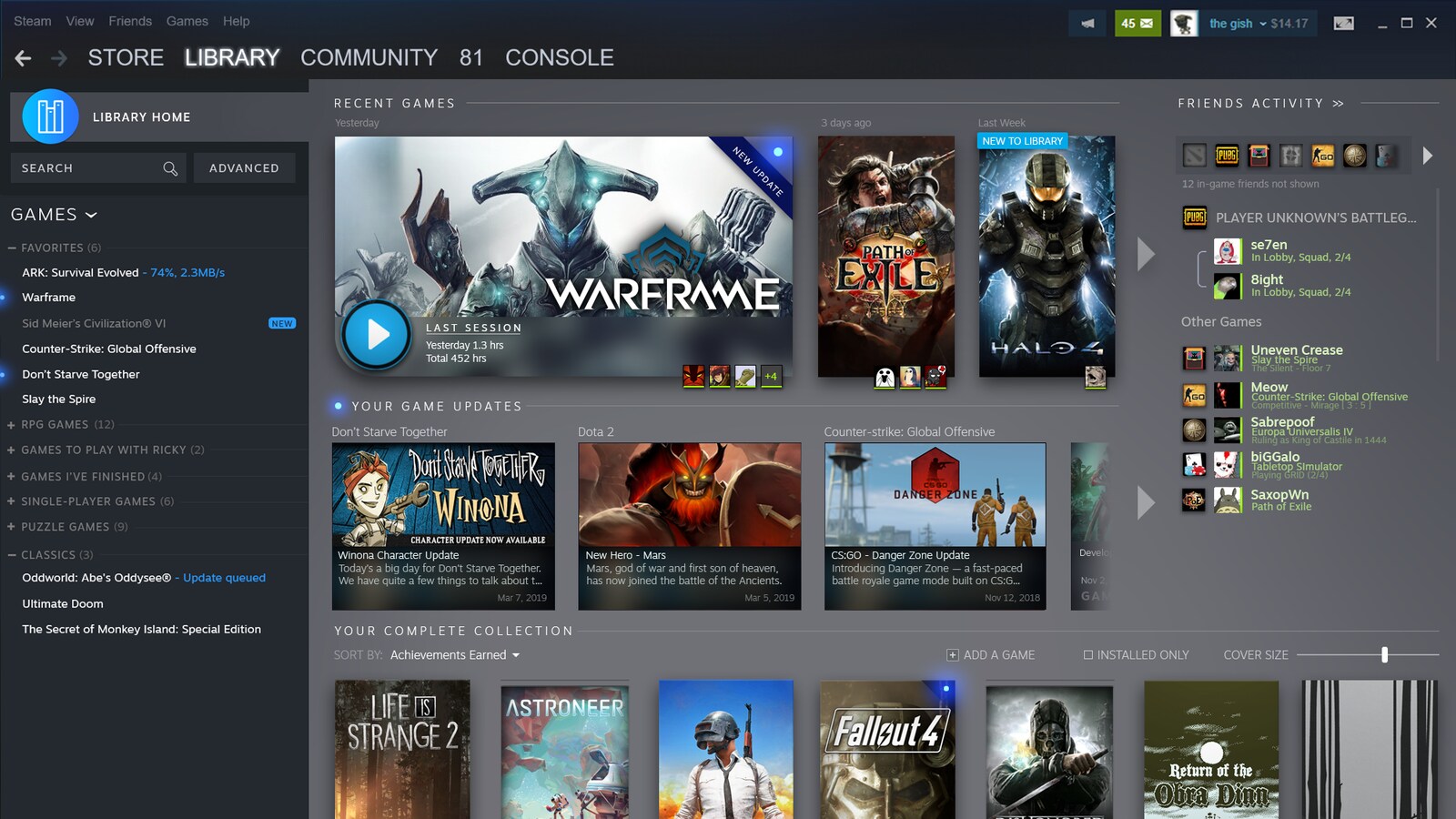 Une capture d'écran de la nouvelle bibliothèque Steam.